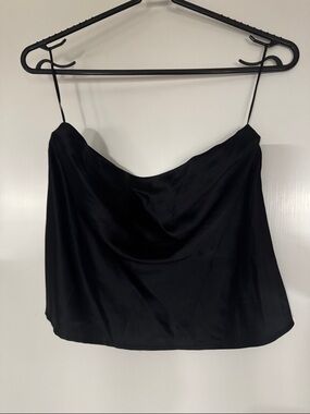 Reformation Black Satin strapless top